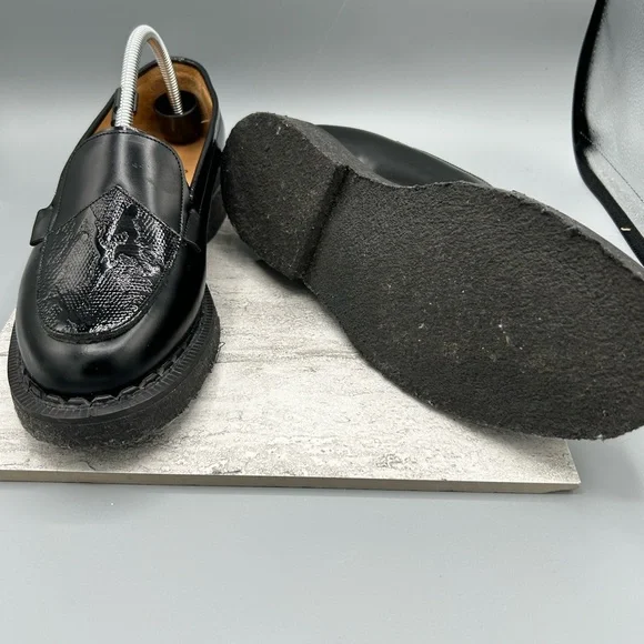 Women’s Black Leather Loafers, Size 8, Purified Brand, Eco Friendly From England - Picture 6 of 10